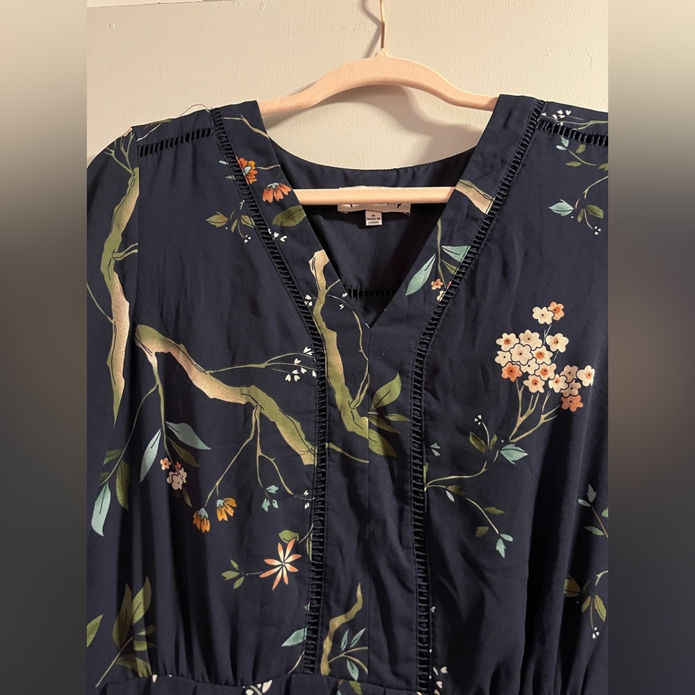 Nanette Lepore Navy Floral Long Sleeve Dress - Picture 4 of 7